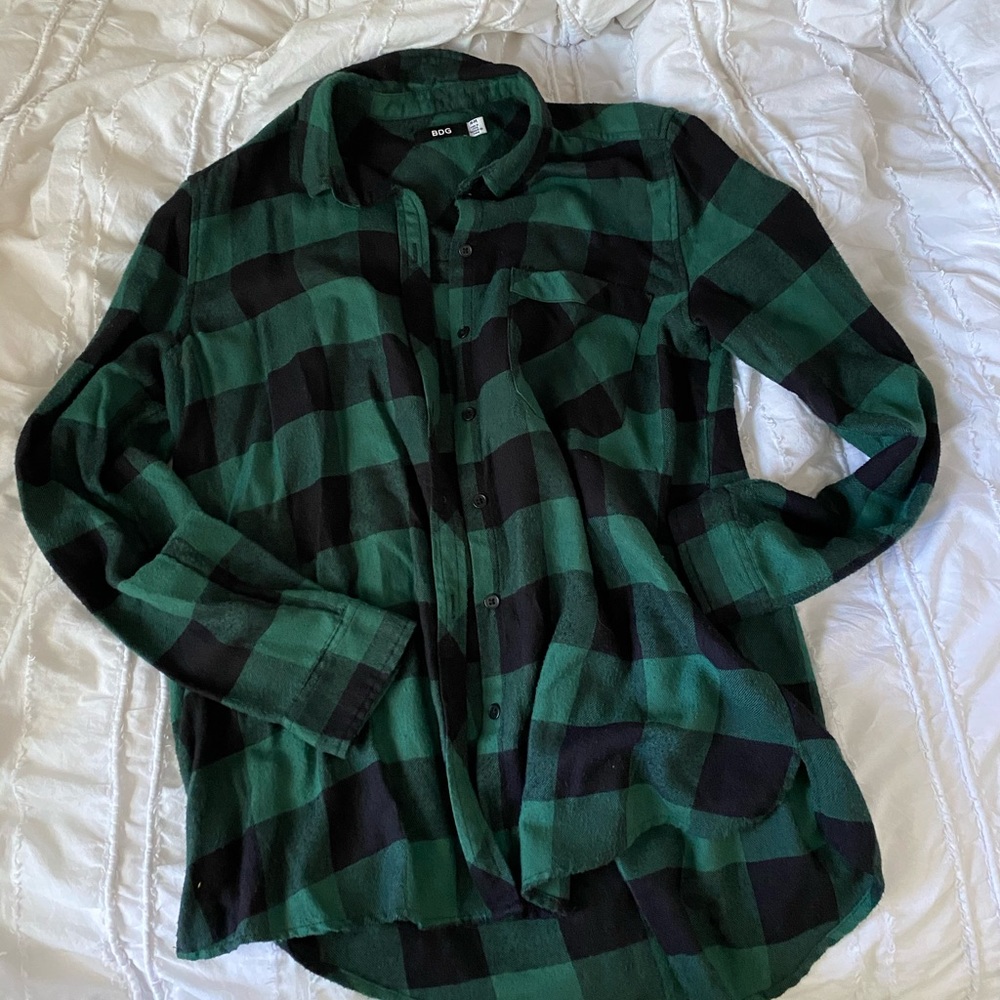 BDG green & black flannel